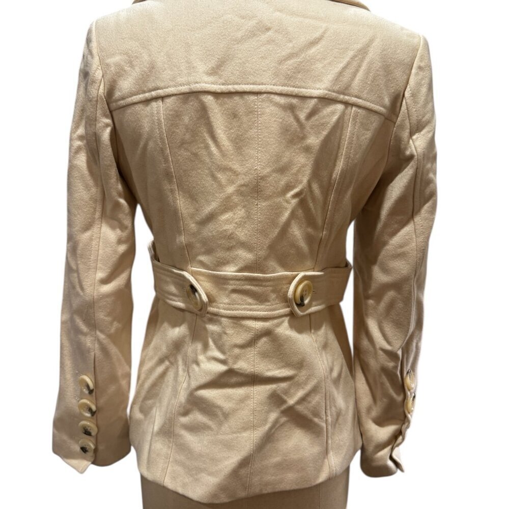 Vintage G by Guess Y2K Wool Peacoat – Ivory with Tortoise Buttons (Size Small) - Picture 4 of 4